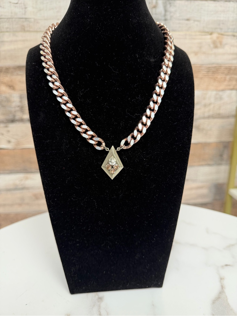 Sabika Rose Gold Large Chain Necklace w/ Charm OS